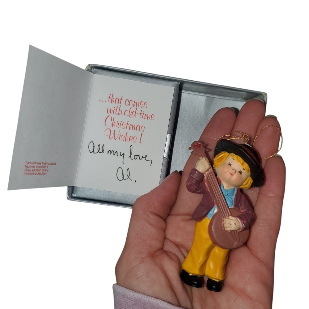 Vintage Plastic Christmas Minstrel Boy Ornament - Picture 2 of 2